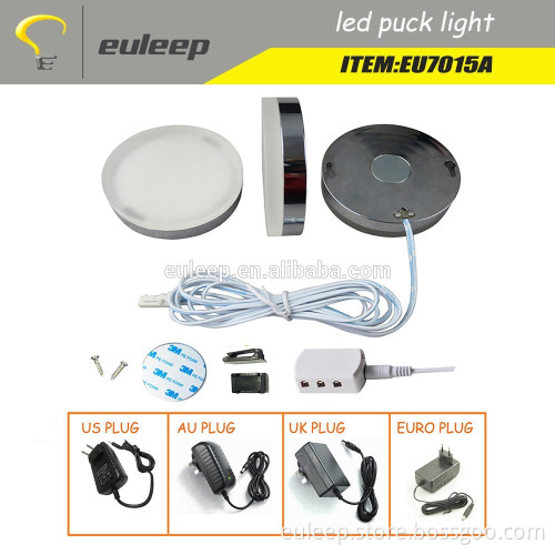 Euleep led puck light 2w 3w ,led cabinet light, under cabinet light,install by magnetic